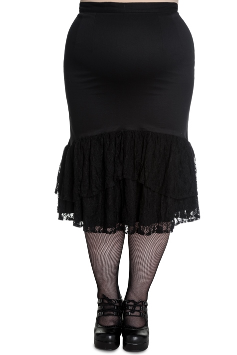 Spin Doctor Plus Size Black Gothic Lace Celeste Skirt - Click Image to Close