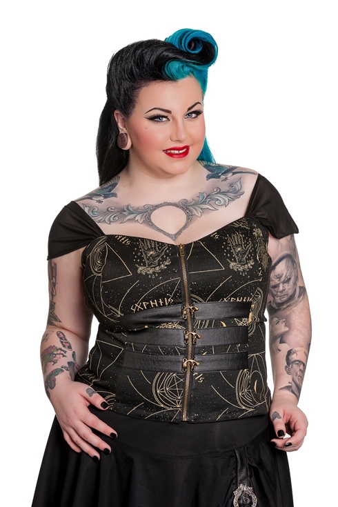 Spin Doctor Plus Size Pentagram and Skull Gothic Buckle Corset Top ...