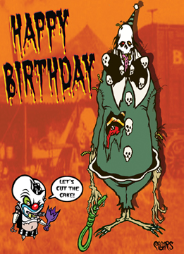 Happy Birthday Monster Clown  Noose Toxic Toons Spooky Greeting