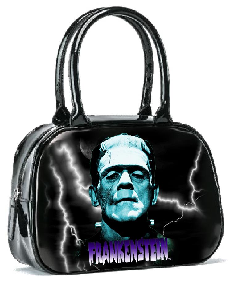 Black and Blue Universal Monsters Frankenstein Bowler Purse Handbag