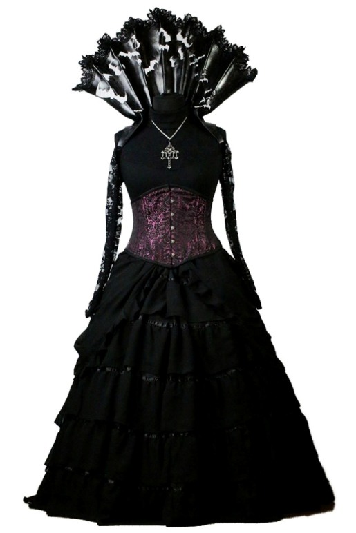 Burleska Plus Size Victorian Black Chiffon Gothic Long Renaissance ...