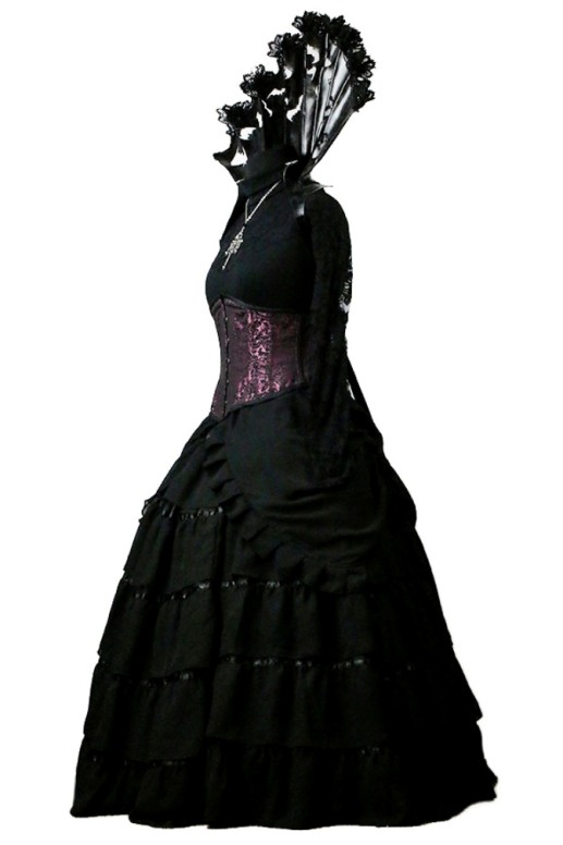 Burleska Plus Size Victorian Black Chiffon Gothic Long Renaissance ...