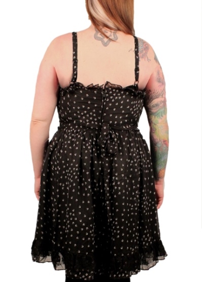 Tripp Plus Size Gothic Chiffon Lace Black & White Skull Poison Dress - Click Image to Close