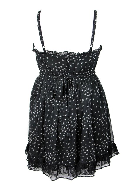 Tripp Plus Size Gothic Chiffon Lace Black & White Skull Poison Dress - Click Image to Close