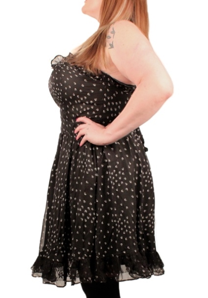 Tripp Plus Size Gothic Chiffon Lace Black & White Skull Poison Dress - Click Image to Close