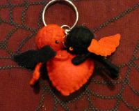 Red and Black Angels w Heart Voodoo Keychain