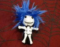 Black and White Skelly with Blue Hair Voodoo Keychain Black and White Skelly with Blue Hair Voodoo Keychain