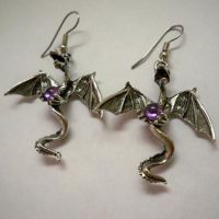 Dragon Earrings w Amethyst Orb Dragon Earrings w Amethyst Orb