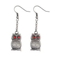 Owl Earrings w Red Eyes