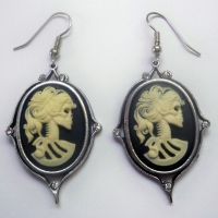 Skeleton Girl Cameo Earrings Skeleton Girl Cameo Earrings