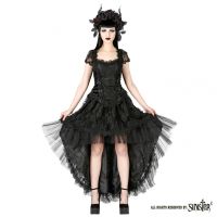 Sinister Gothic Plus Size Black Hi Low Satin Tulle & Lace Skirt Sinister Gothic Plus Size Black Hi Low Satin Tulle & Lace Skirt