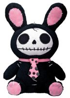 Small Black Bun Bun Furry Bones Skellies Plush Toy