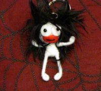 White and Black Crazy Hair Stickman Voodoo Keychain
