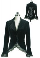 Plus Size Black Gothic Lace Trim Corset Velvet Jacket
