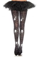 Black & White Spider and Web Print Halloween Pantyhose