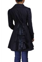 Plus Size Gothic Black Lace Up Ruffled Jacket