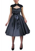 Plus Size Black Archaize Polka Dot Dress