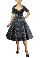 Plus Size Black Retro Polka Dot Swing Dress