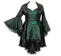 Eternal Love Plus Size Emerald Green Gothic Gwendolyn Dress Taffeta Lace
