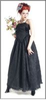 Eternal Love Gothic Black Taffeta Lace Party Dress