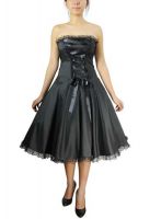 Plus Size Black Gothic Corset Ribbon Lace Dress