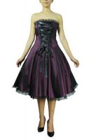 Plus Size Black and Purple Gothic Corset Ribbon Lace Dress