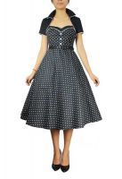 Plus Size Retro Polka Dot Black Rockabilly Flare Dress w Shrug