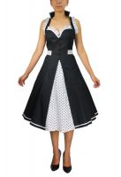 Plus Size Retro White Black and Polka Dot Rockabilly Ruffle Halter Dress