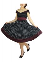 Plus Size Black and Burgundy Polka Dot Retro Rockabilly Dress