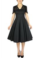 Plus Size Black Gothic 1940s Full Dress with Lace