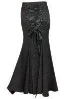 Plus Size Jacquard Gothic Long Black Corset Fishtail Skirt