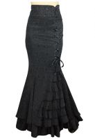 Plus Size Jacquard Black Gothic Fishtail Ruffles Skirt