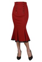 Plus Size Red Gothic Double Button Lace Rockabilly Skirt