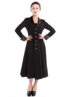 Plus Size Black Gothic Long Fitted Frock Coat