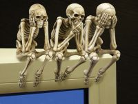 See, Speak, and Hear No Evil Skeleton Shelf Sitters