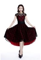 Plus Size Red & Black Gothic Hi Lo Lace Short Sleeve Dress