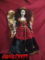 Large Holiday Angel w Gold Wings Horror Doll by Bastet2329