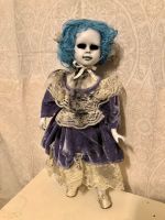 OOAK Hollow Eye Blue Hair Creepy Horror Doll Art by Christie Creepydolls OOAK Hollow Eye Blue Hair Creepy Horror Doll Art by Christie Creepydolls