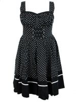 Plus Size Black & White Polka Dot Flirty Rockabilly Dress