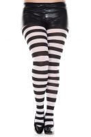 Plus Size Opaque Black & White Wide Striped Fairy Tights