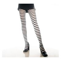 Plus Size Opaque Black & White Fairy Striped Tights