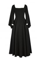 Plus Size Black Long Gothic Renaissance Chiffon Dress