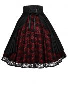 Plus Size Black & Red Satin Gothic High Waist Corset Lace Skirt