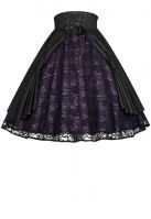 Plus Size Black & Purple Satin Gothic High Waist Corset Lace Skirt
