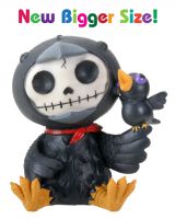 Leopold Black Crow Furry Bones Skellies Medium Figurine