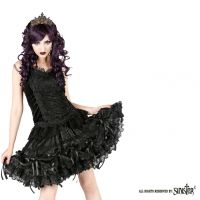 Sinister Gothic Plus Size Black Organza Chiffon Lace w Rosettes Mini Skirt