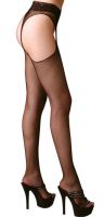 Plus Size Seamless Suspender Fishnet Pantyhose w Lace