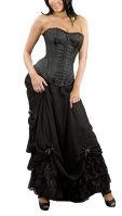 Burleska Plus Size Alexandra Black Satin & Chiffon Lace Gothic Long Victorian Skirt