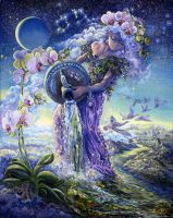 Aquarius Zodiac Collector's Card by Josephine Wall