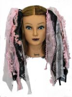 Baby Pink & Black Gothic Ribbon Hair Falls by Dreadful Falls